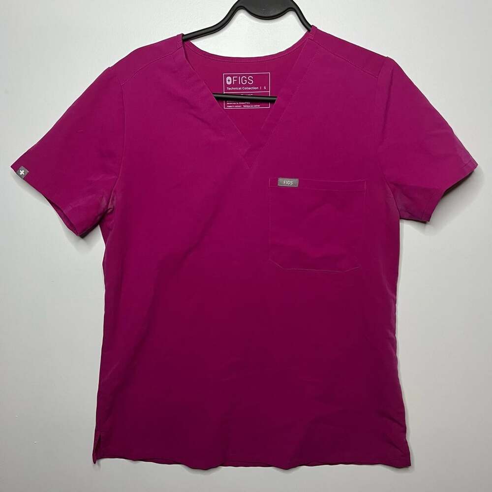FIGS Technical Collection Catarina One-Pocket Scrub Top Size S Magenta